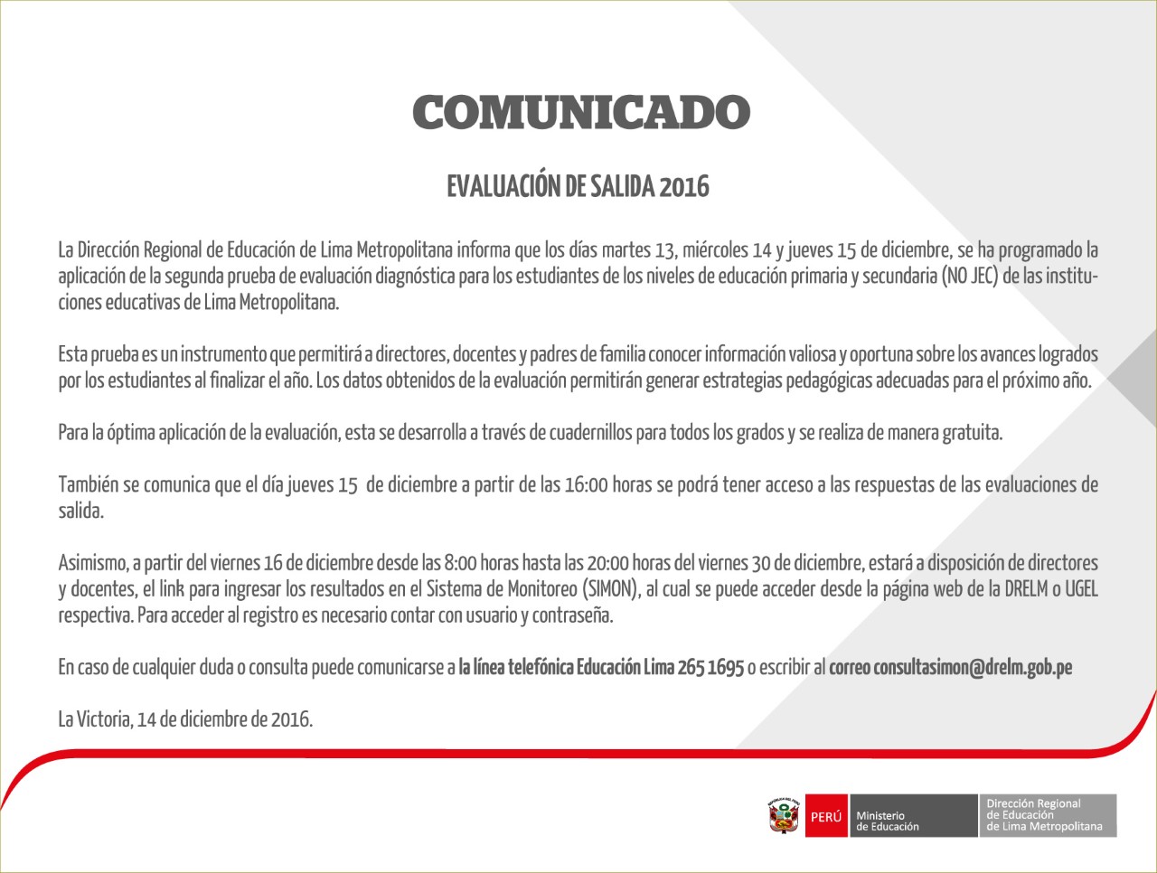 comunicado DRELM14 12 12